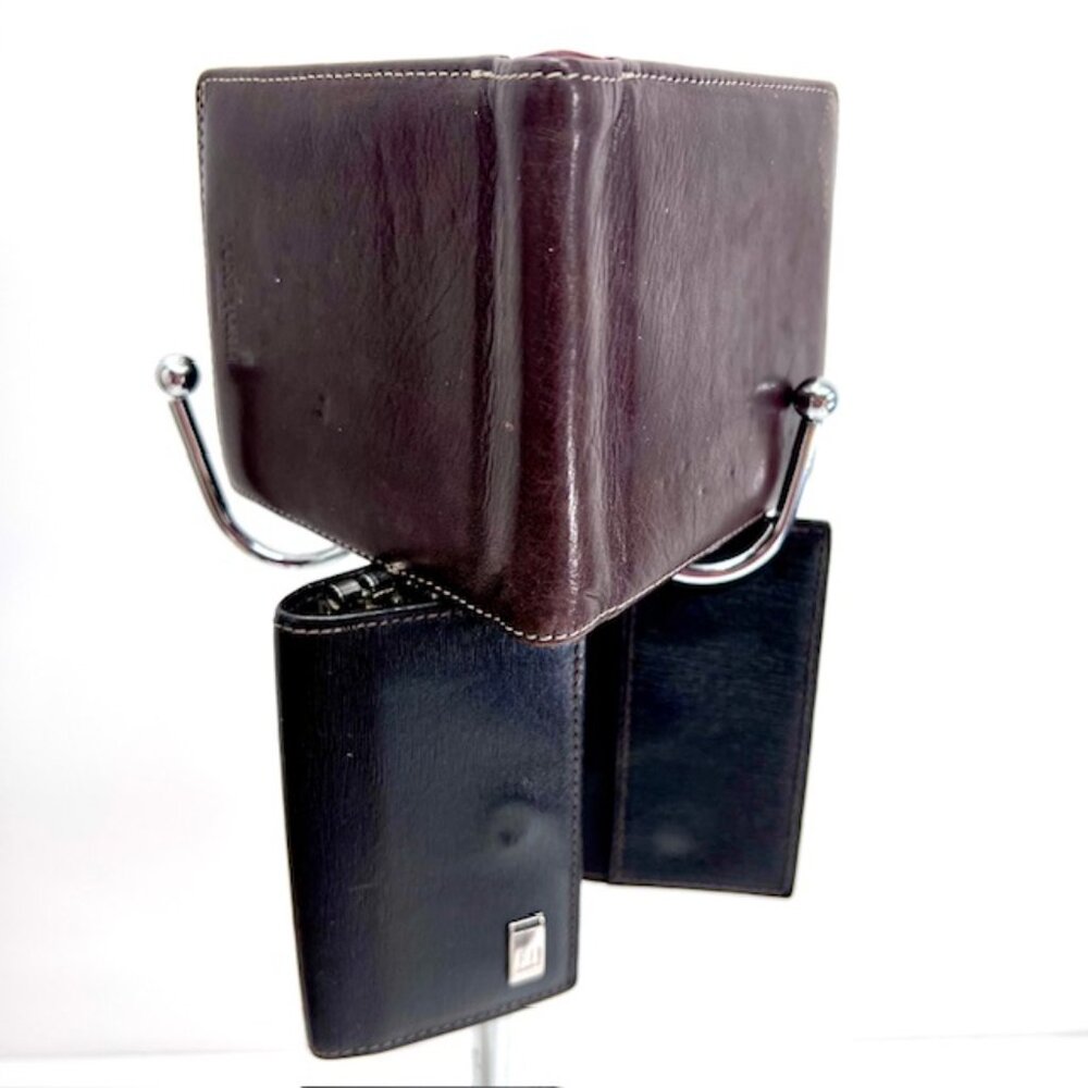 Set: DunHill Back leatherPouch Hold Key & Yuki Torri Wallet Bifold Brown (64)